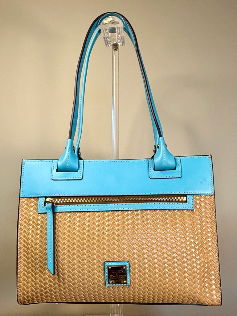 Dooney & Bourke Beacon Janine Tote Woven And Smooth Leather Euc